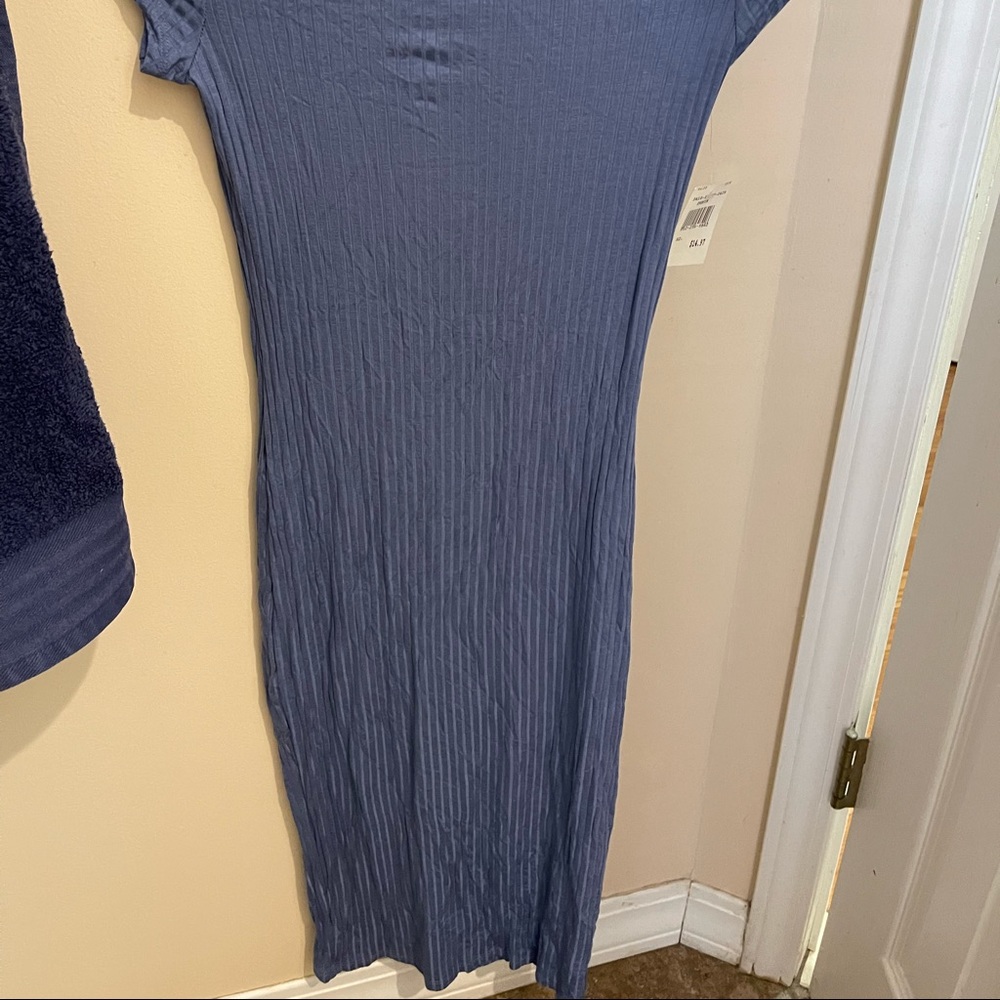 Midi high-neck blue-lavender dress
